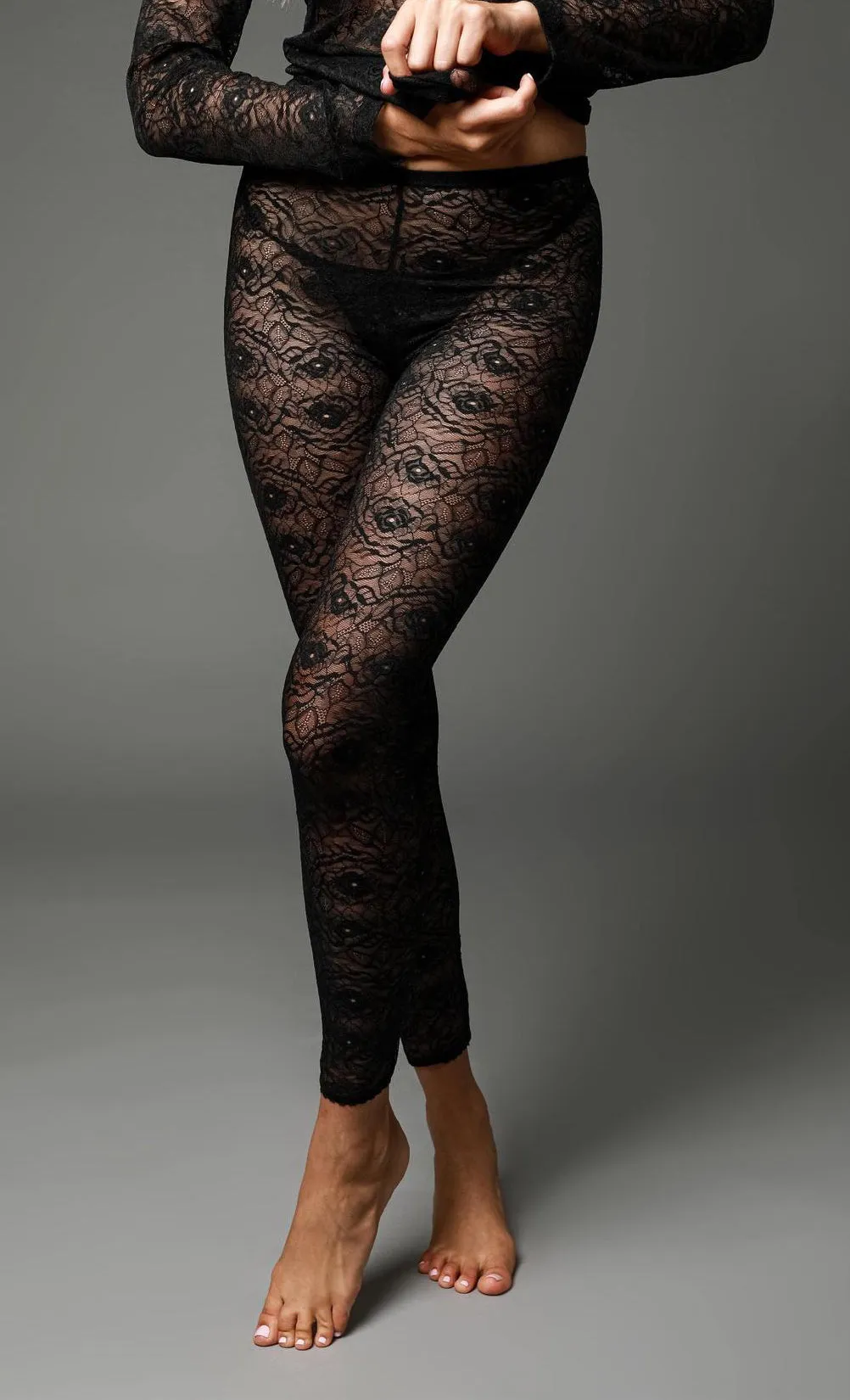Andine OLIVETTA Stretch Lace Leggings in Black 