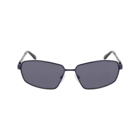 Angular Narrow Rectangle Sunglasses - Navy