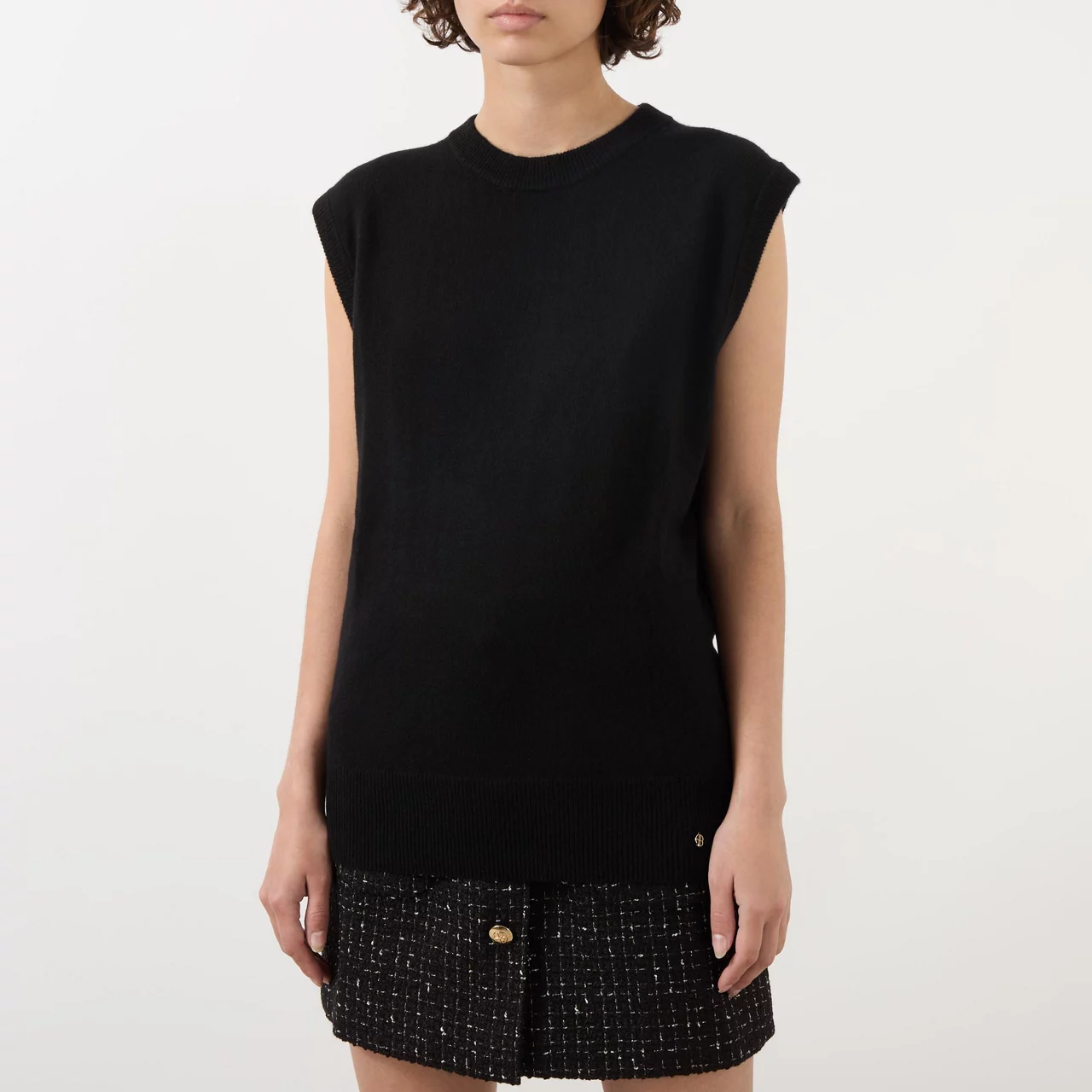 ANINE BING Ronan Knitted Cashmere Vest - Black
