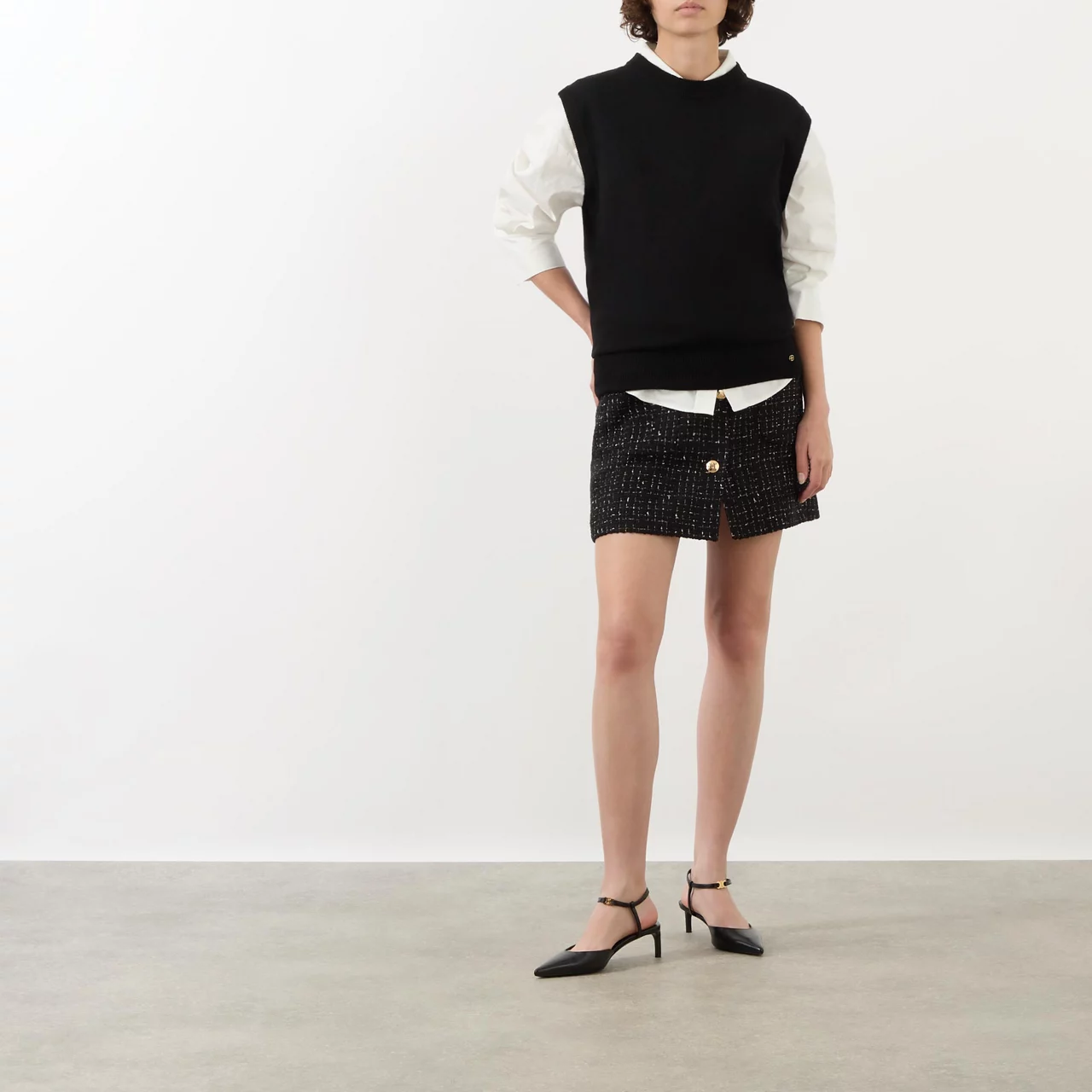 ANINE BING Ronan Knitted Cashmere Vest - Black