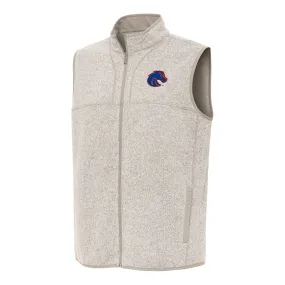 Antigua Boise State Broncos Heather Oatmeal Fortune Full-Zip Vest