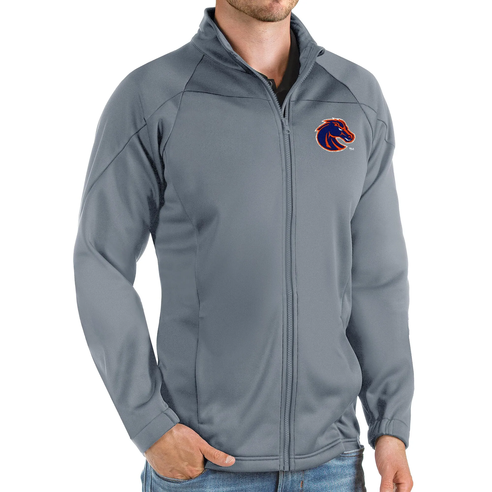 Antigua Boise State Broncos Steel Links Full-Zip Golf Jacket