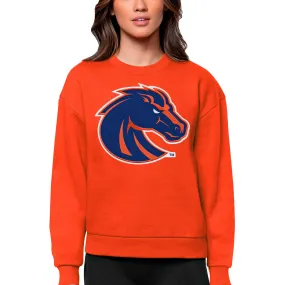 Antigua Boise State Broncos Women's Orange Victory Crewneck Pullover Sweatshirt