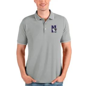 Antigua Northwestern Wildcats Gray Affluent Polo