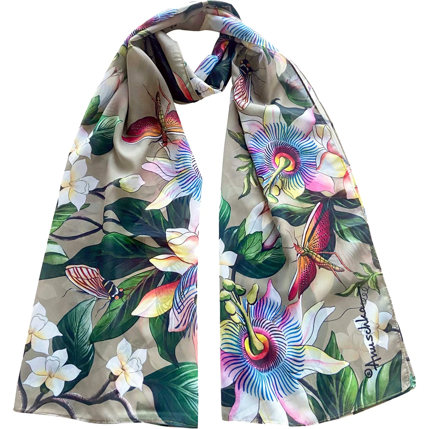 Anuschka Printed Chiffon Scarf Floral Passion