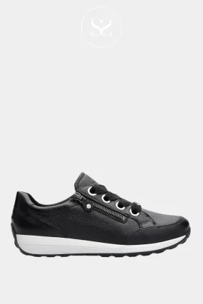 ARA 12-34587 BLACK LEATHER WEDGE TRAINERS