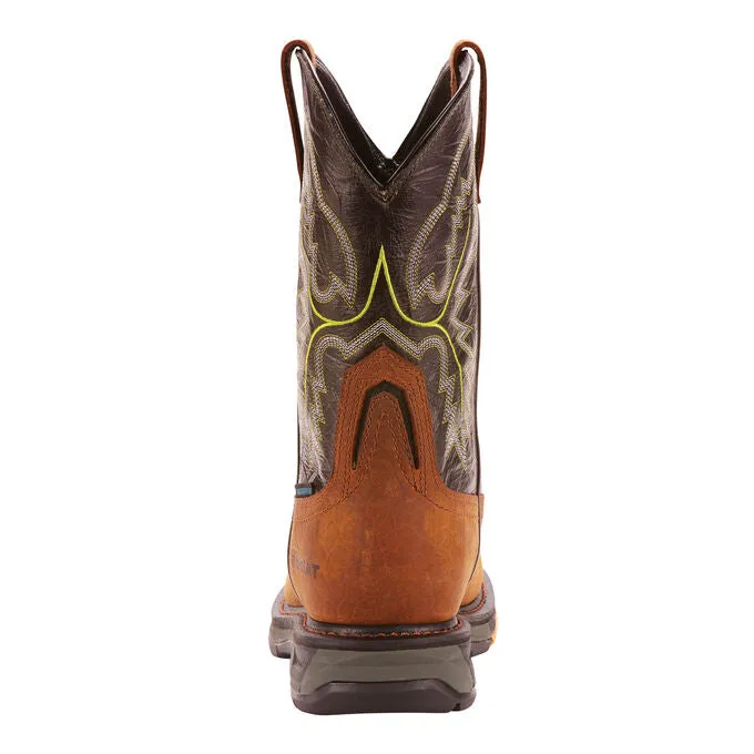 Ariat Men's 11 Workhog XT Waterproof Composite Toe Work Boot - Tumbled Bark/Dark Forest 10024966
