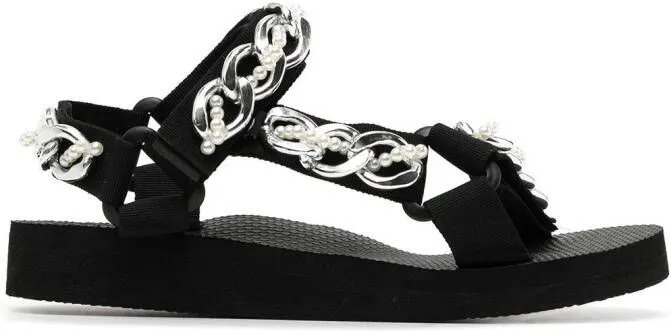 Arizona Love pearl chain detailed sandals Black