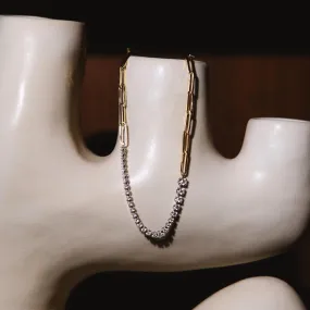 Ascending Diamonds Tennis Necklace on Rectangular Chain