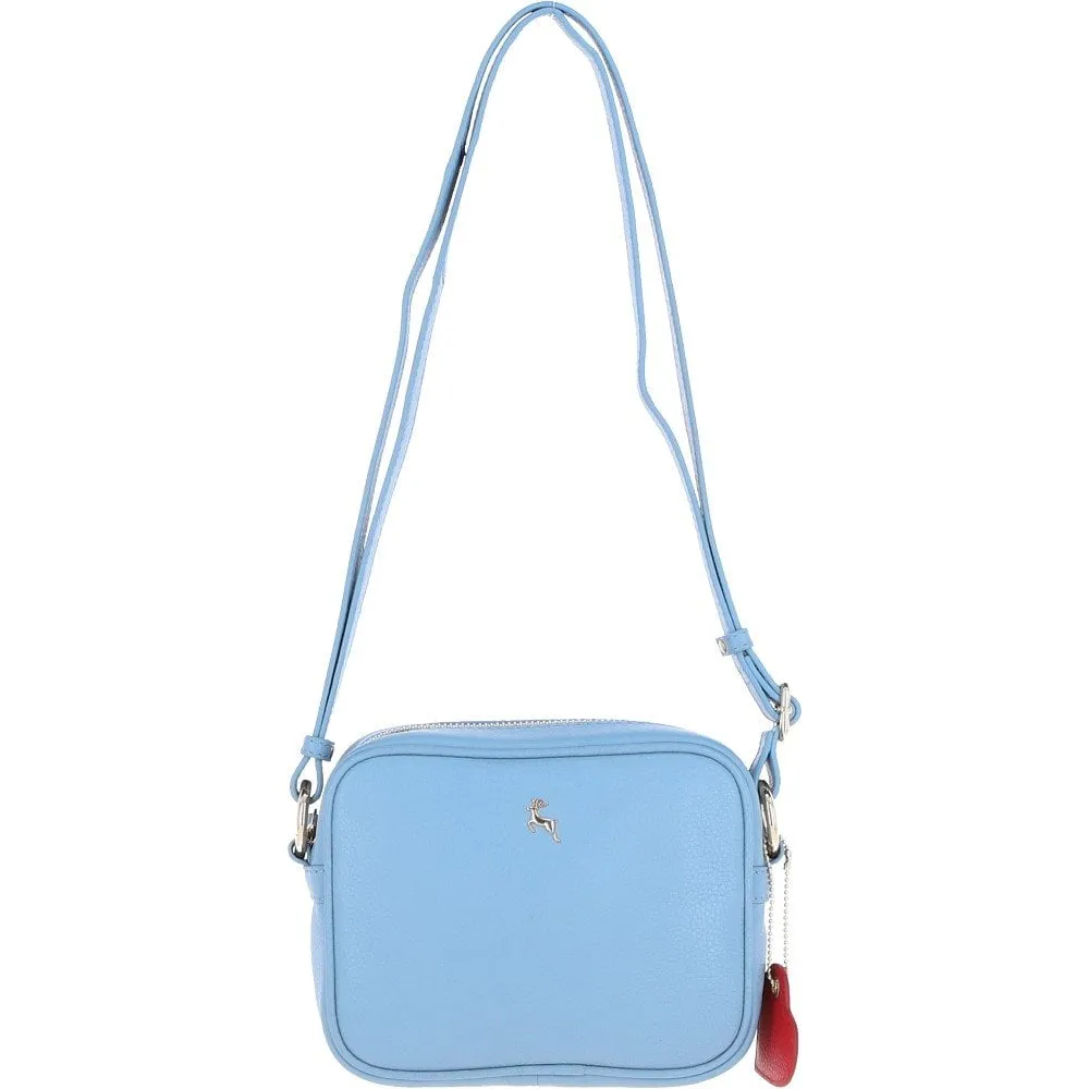Ashwood Zip Top Leather Cross Body Bag Blue: 63594