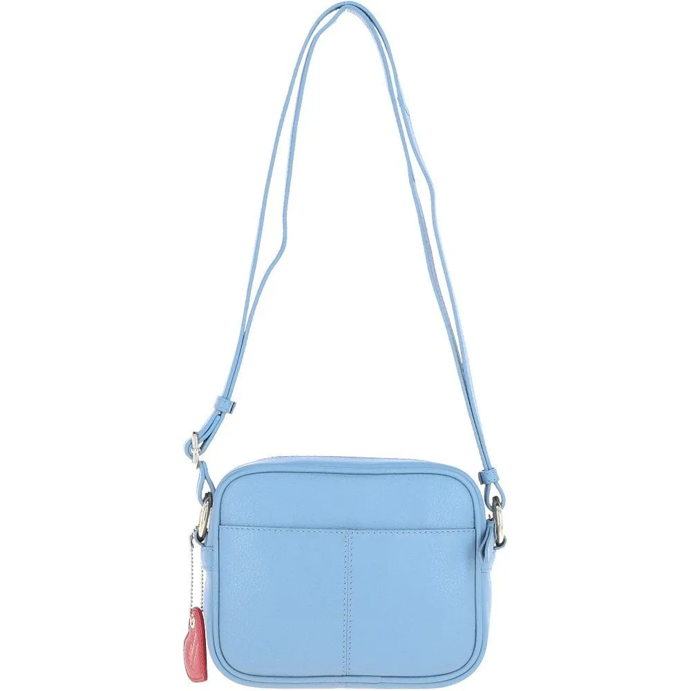 Ashwood Zip Top Leather Cross Body Bag Blue: 63594