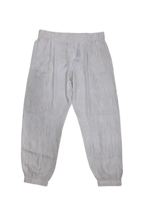 ATM - White & Beige Striped Silk Joggers Sz L