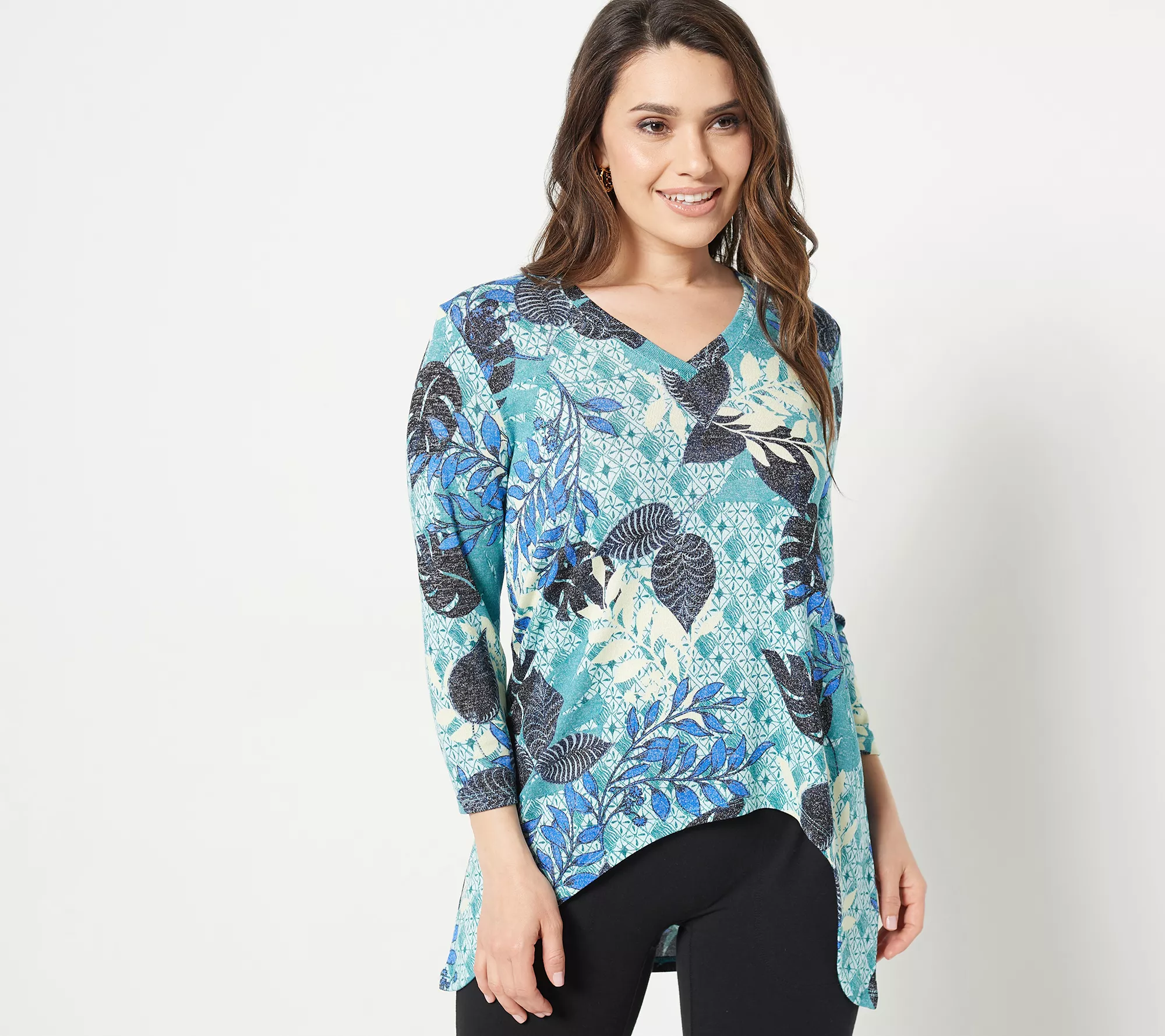 Attitudes by Renee Petite Global Illusions Casknit Tunic