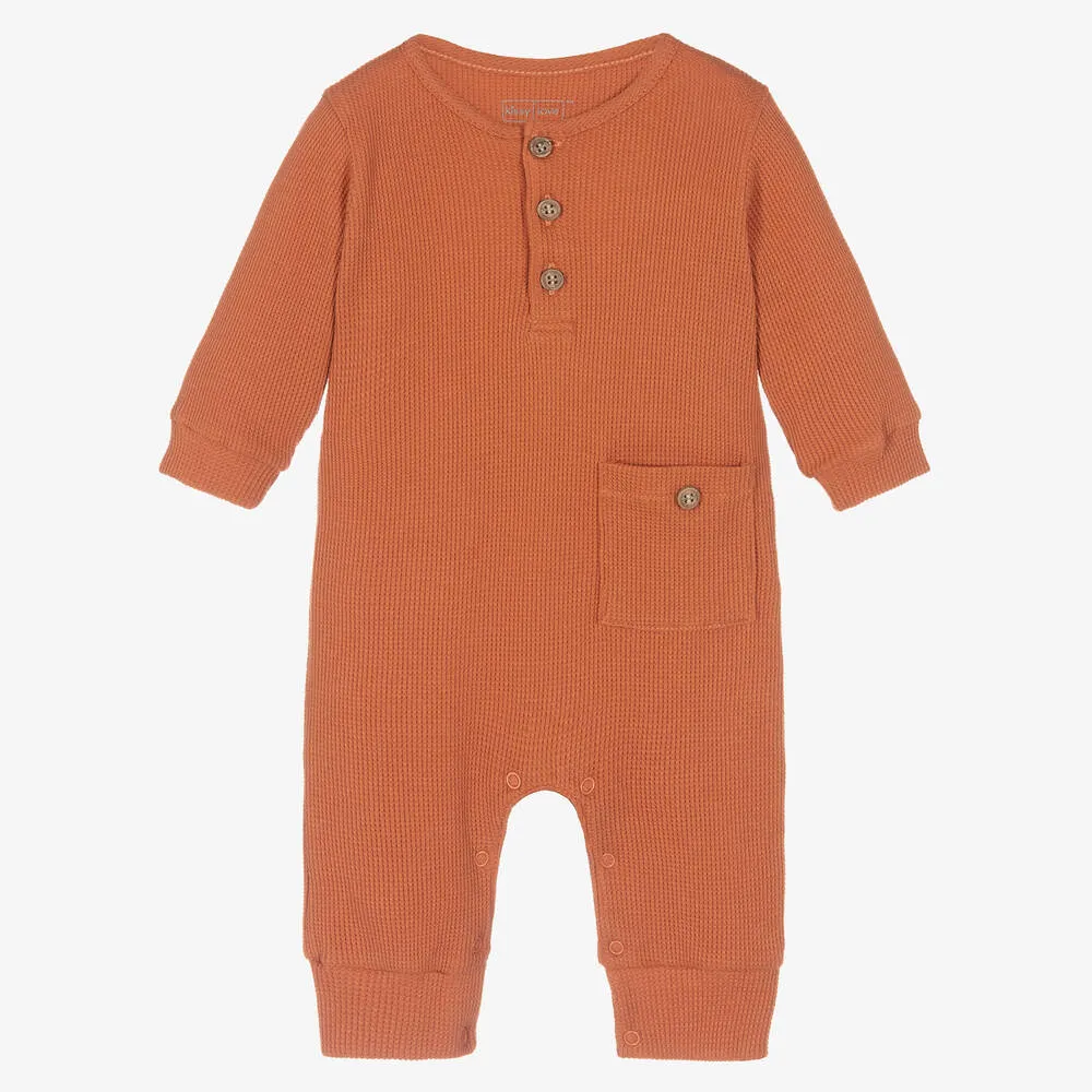 Baby Boys Orange Pima Cotton Romper 