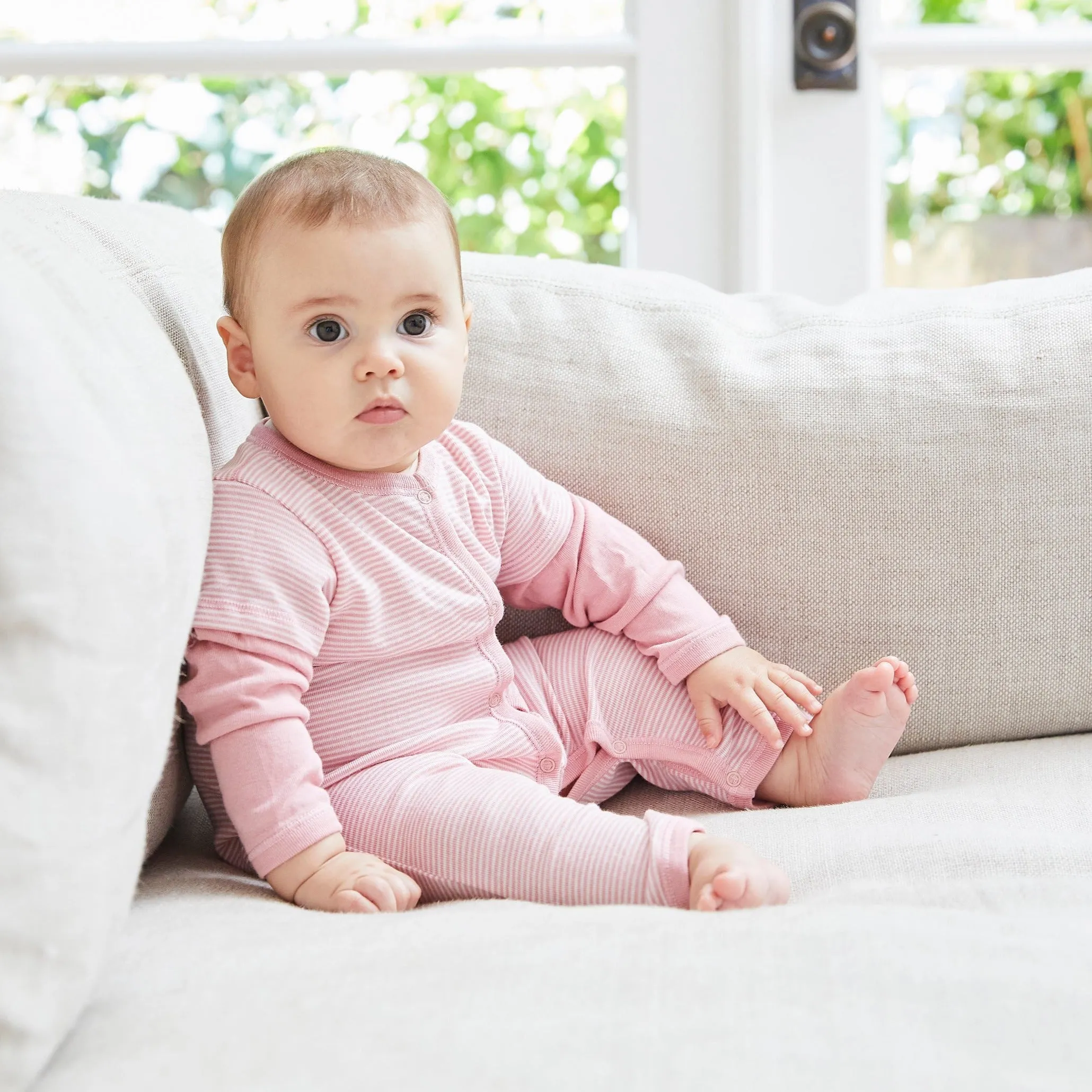 Baby Stripe Rib Twofer Romper