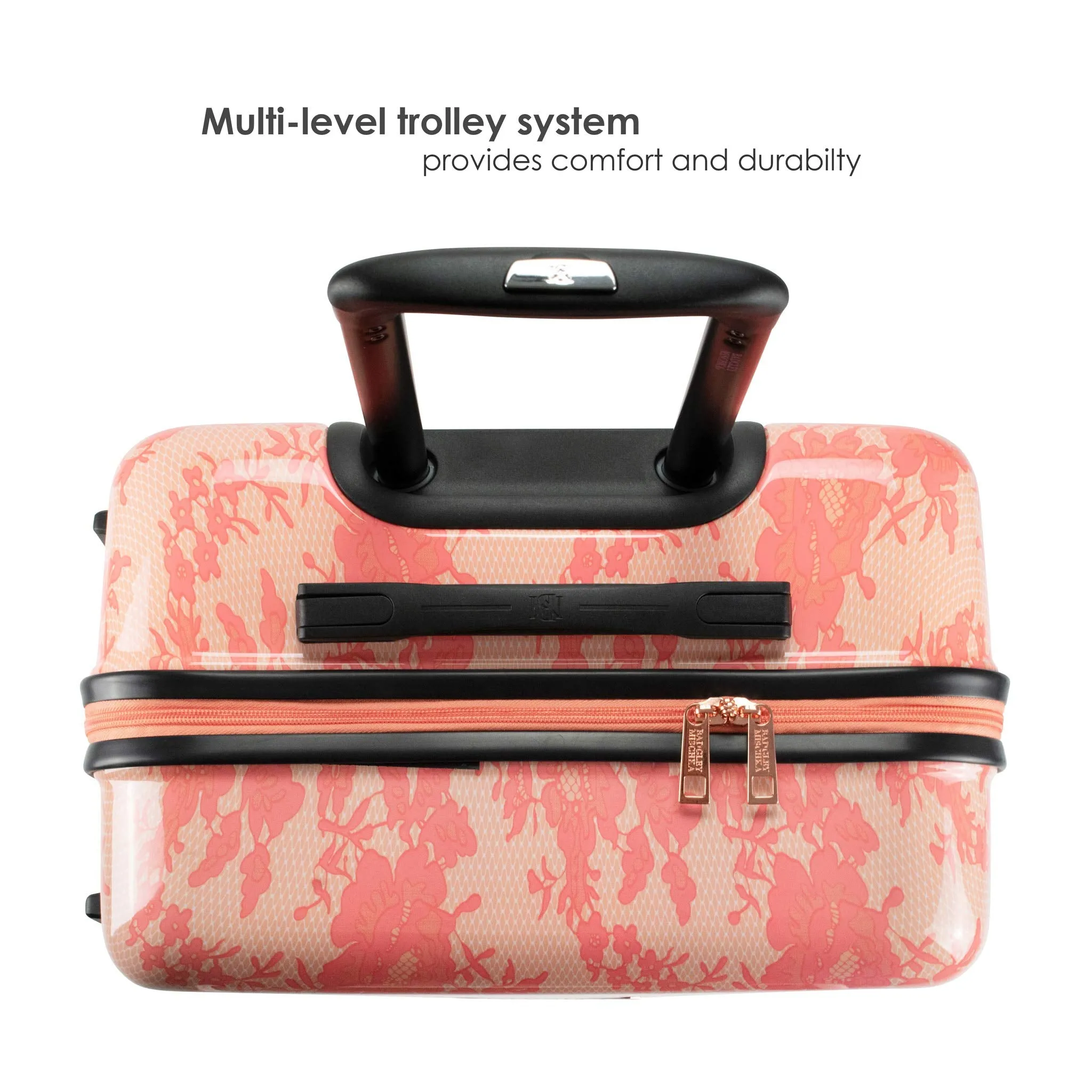 BADGLEY MISCHKA Essence 2 Piece Hard Spinner Luggage Set (Pink Lace, Medium+Carry-on)