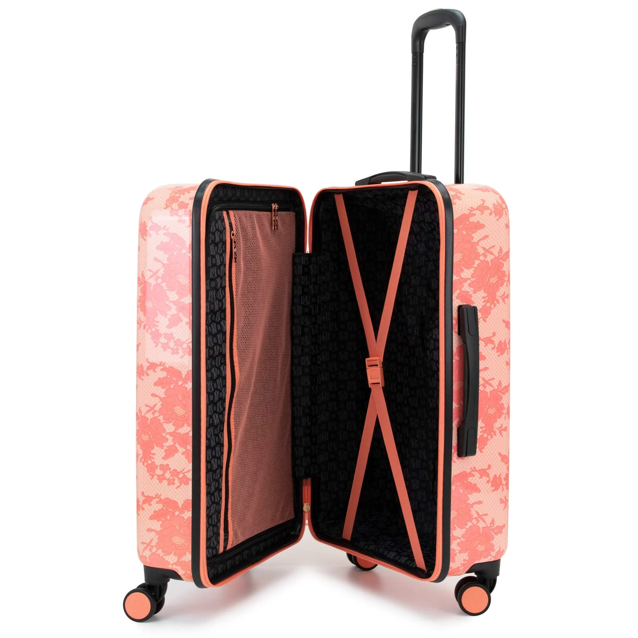 BADGLEY MISCHKA Essence 2 Piece Hard Spinner Luggage Set (Pink Lace, Medium+Carry-on)