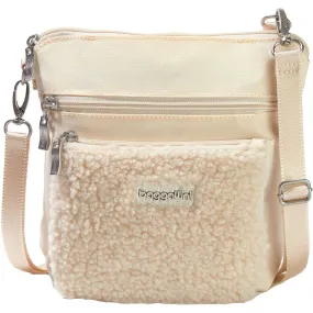 Baggallini Modern Pocket Crossbody Light Beige Faux Shearling