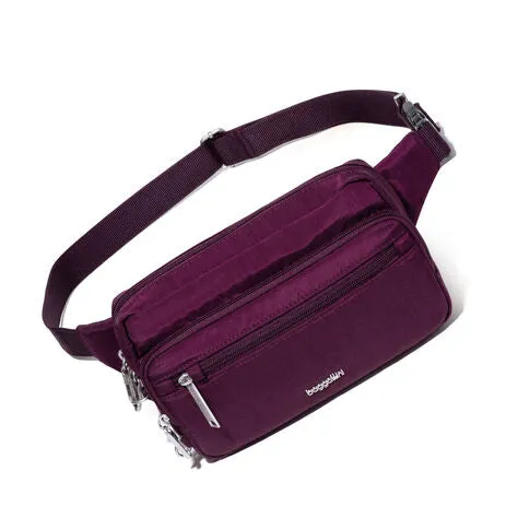 Baggallini Securtex Anti-Theft Belt Bag Sling - Mulberry