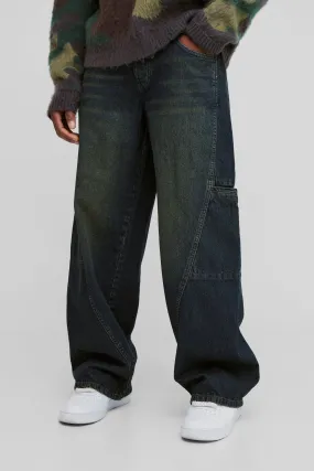 Baggy Rigid Seam Detail Cargo Denim Jeans