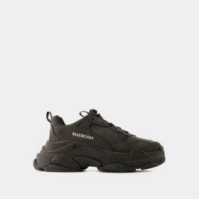BALENCIAGA Monochrome Denim Rubbed Unisex Sneakers for SS24