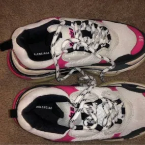 Balenciaga white & pink triple s sneakers