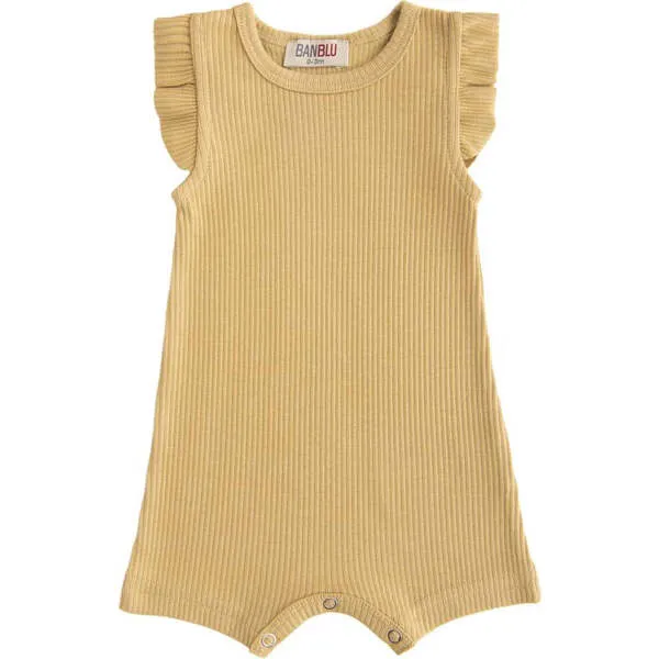 BANBLU Biscotti Ruffle Modal Romper, Yellow