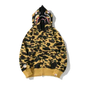 BAPE 1st Camo Shark Full Zip Double Hoodie 'YELLOW'
