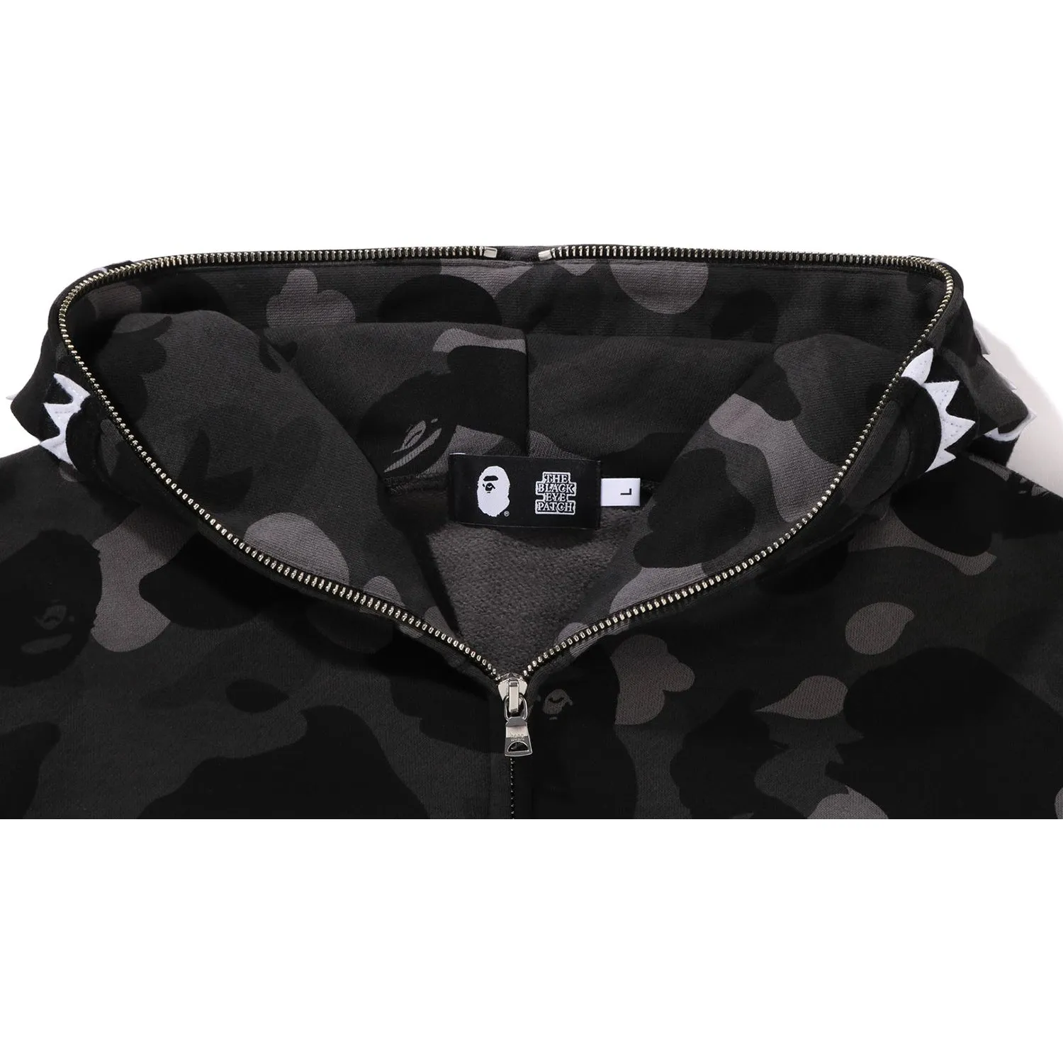 BAPE X BLACK EYE PATCH COLOR CAMO SHARK FULL ZIP HOODIE MENS