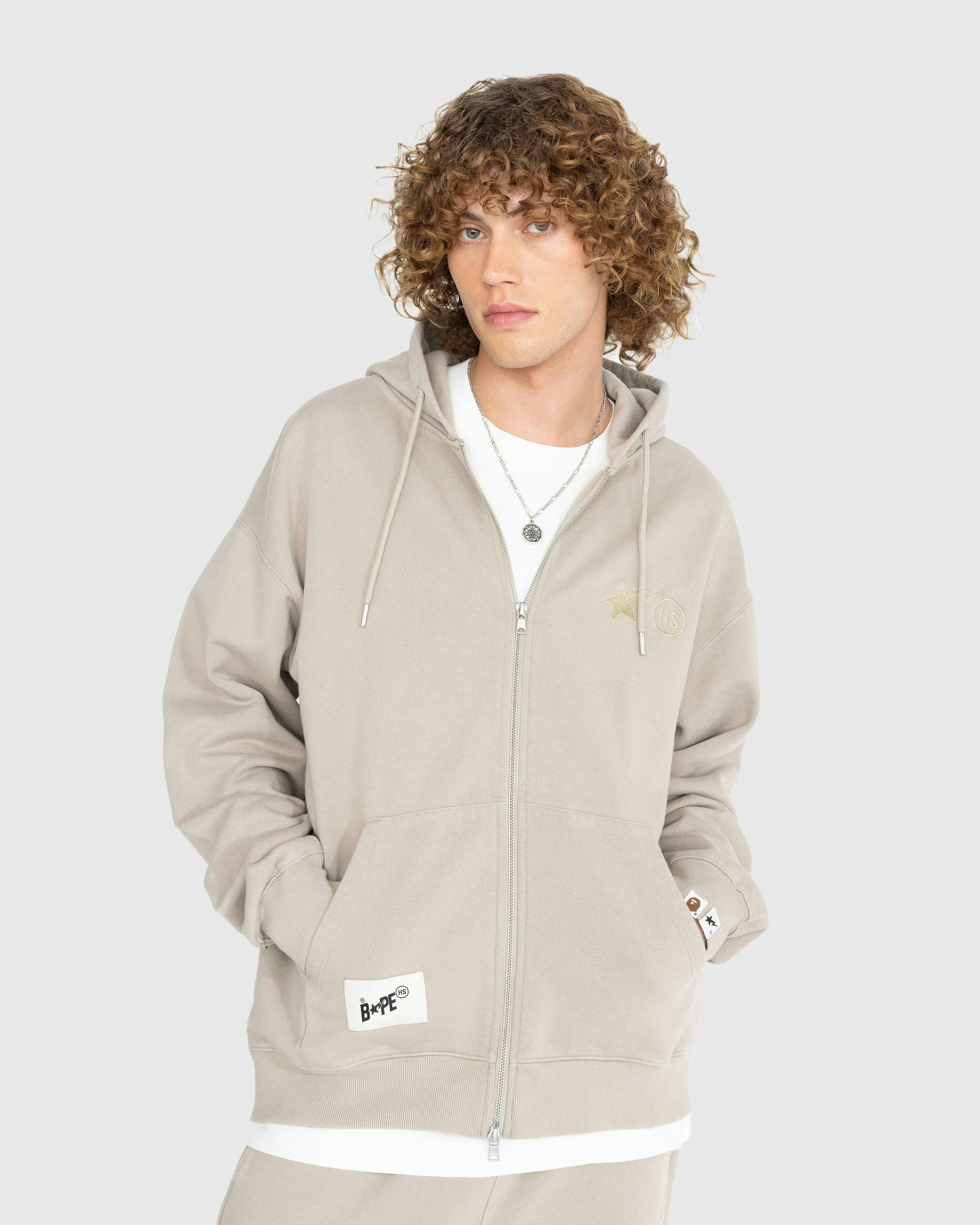 BAPE x Highsnobiety – Heavy Washed Zip Hoodie Beige | Highsnobiety Shop