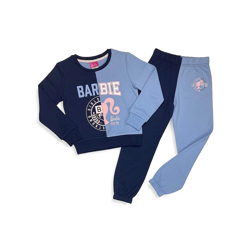 Barbie Girl's 2-Piece Colourblocked Sweatshirt & Joggers Set