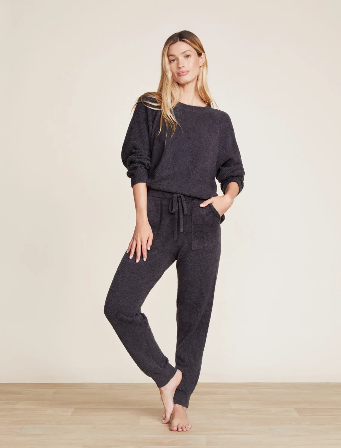 Barefoot Dreams CozyChic Lite® Rib Blocked Pullover-Carbon