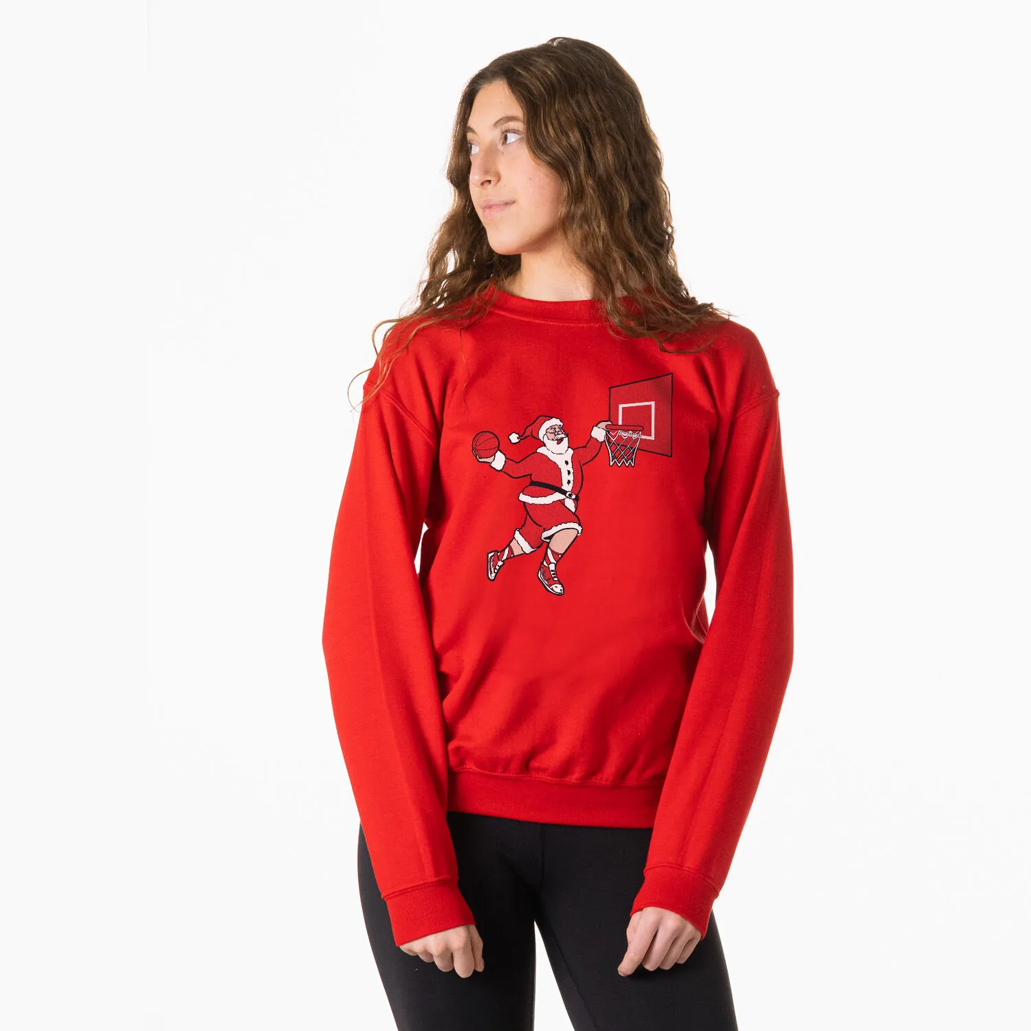 Basketball Crewneck Sweatshirt - Slam Dunk Santa 