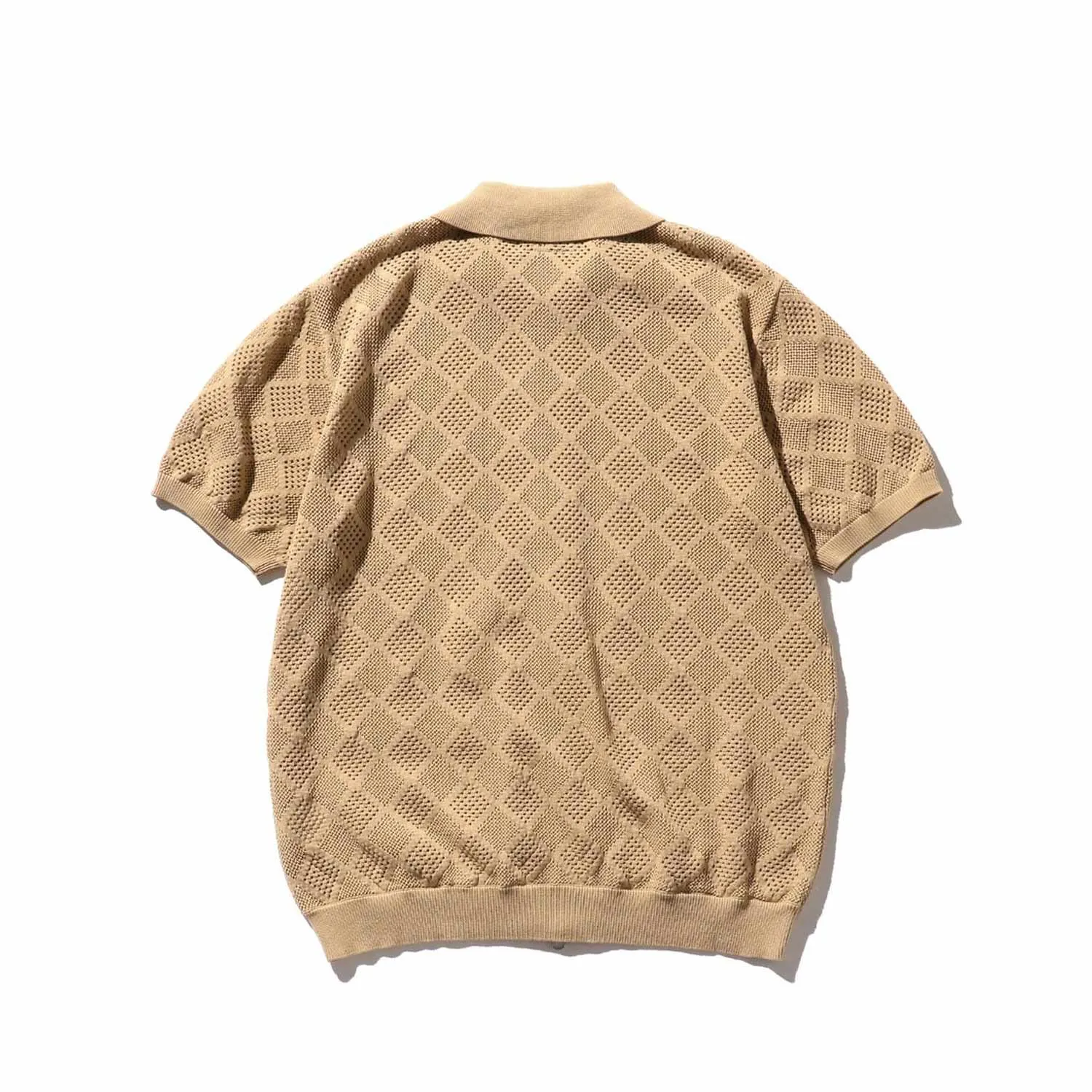 BEAMS+ ZIP KNIT POLO SHIRT, Beige 