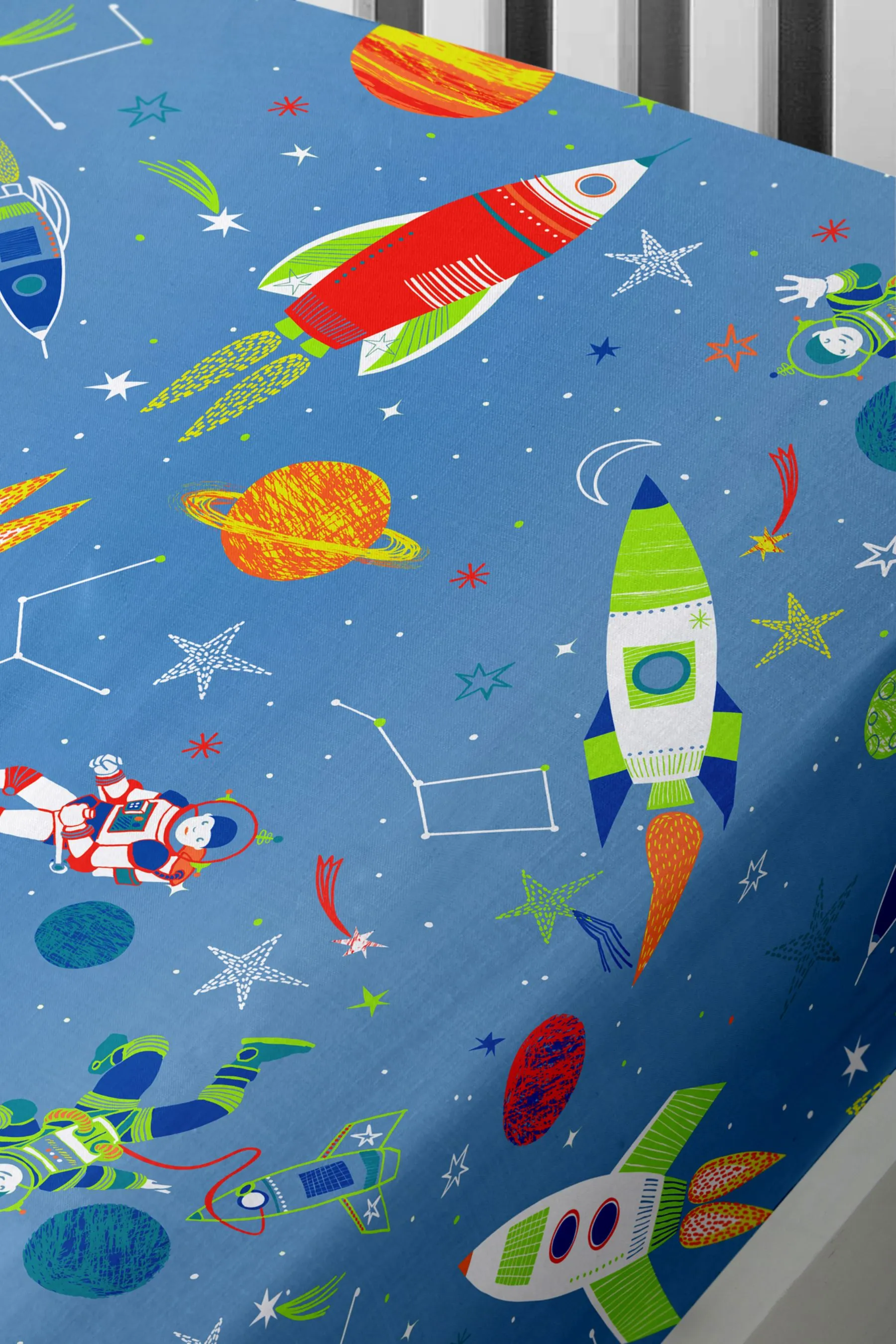 Bedlam Blue Kids Supersonic Fitted Sheet