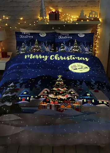 Bedlam Christmas Glow In The Dark Duvet Cover Set | Kaleidoscope