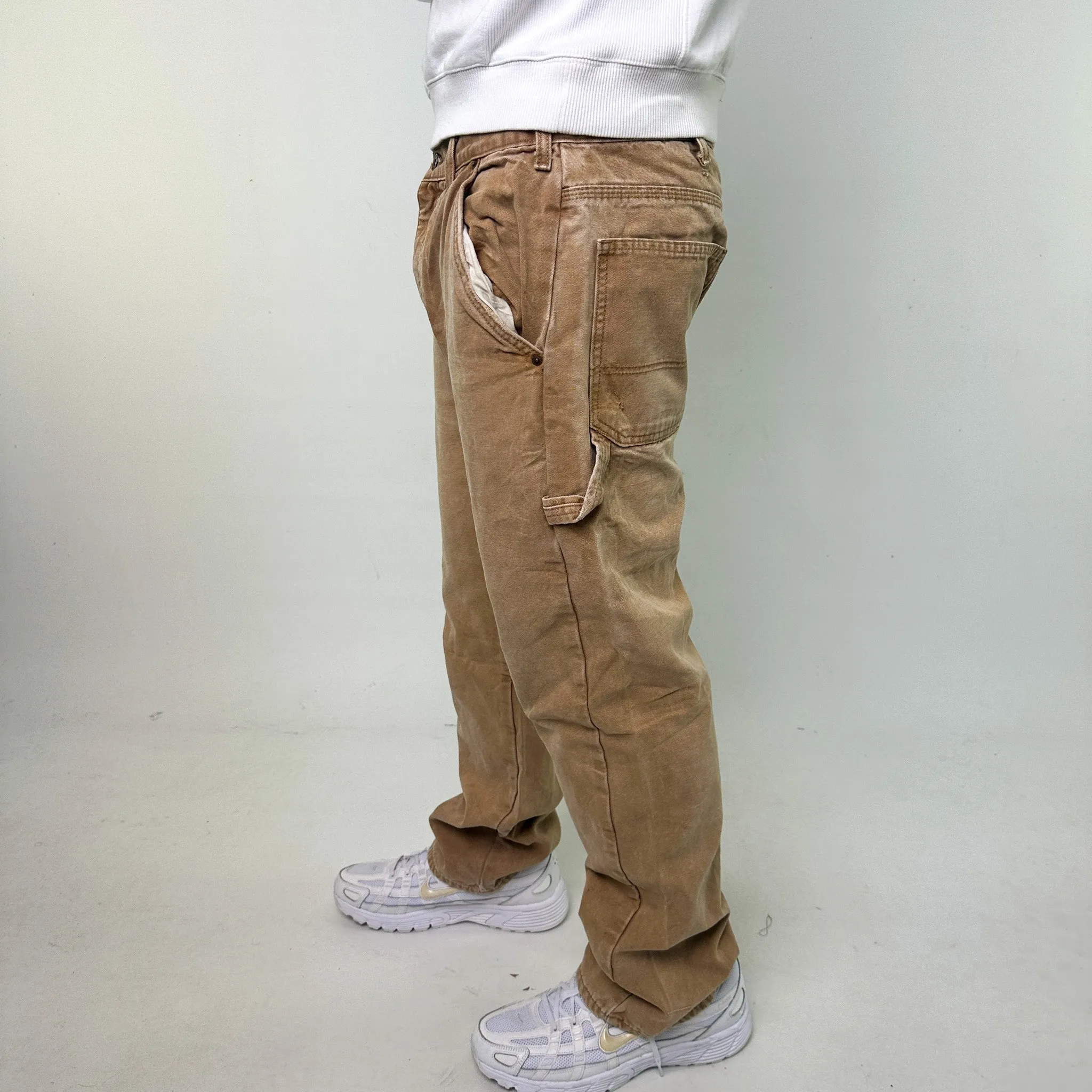 Beige Tan 90s Dickies Cargo Skater Trousers Pants Jeans (38x32)