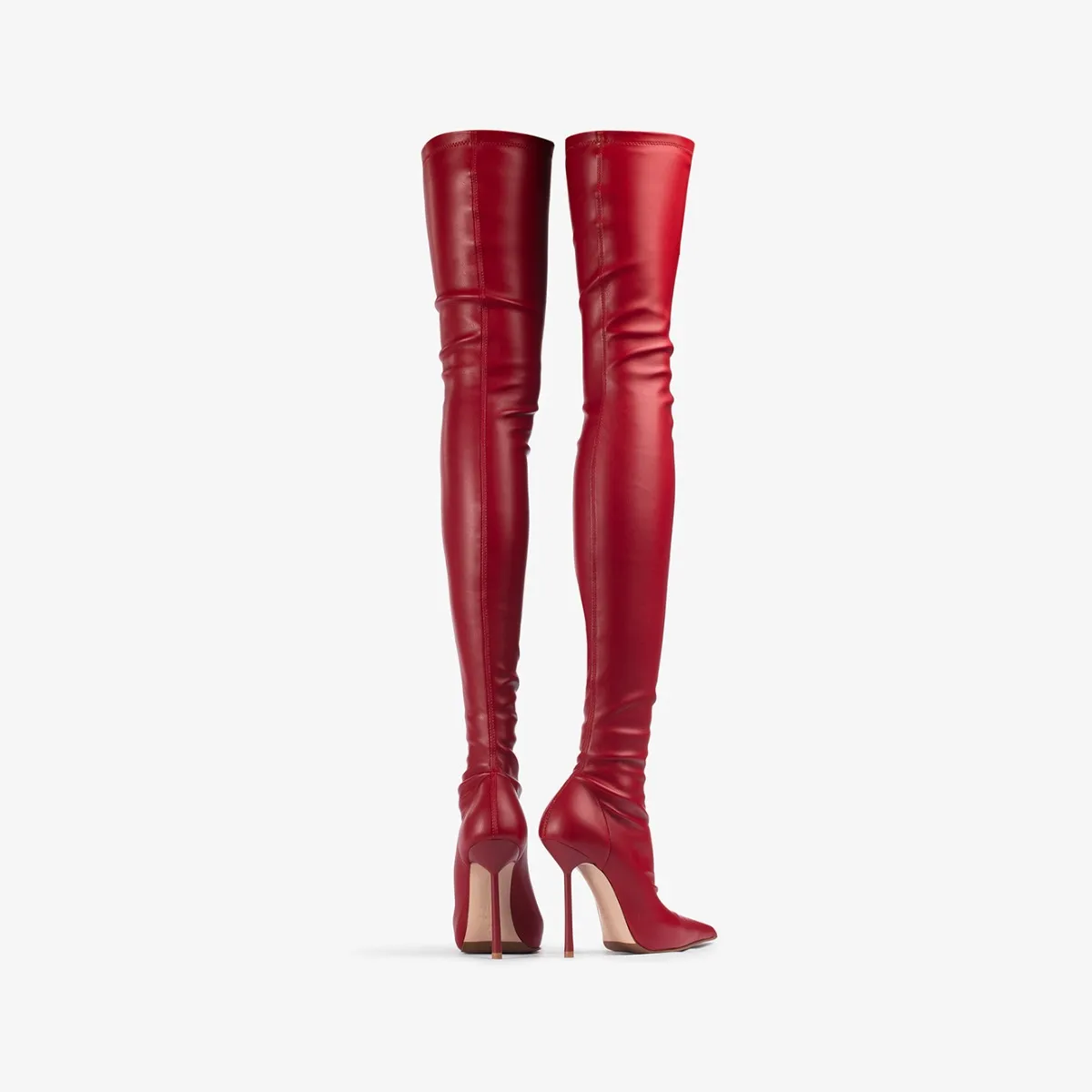 BELLA THIGH-HIGH BOOT 120 mm Red stretch vegan leather over-the-knee boot
