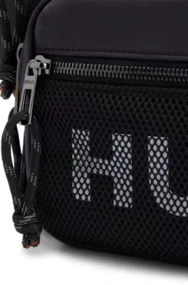 Belt bag with contrast logo and mesh overlay