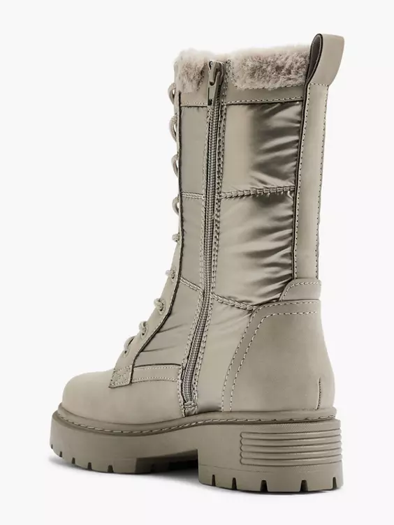 Bench Sustainable  Pewter Tall Quilted Lace Up Ankle Boot