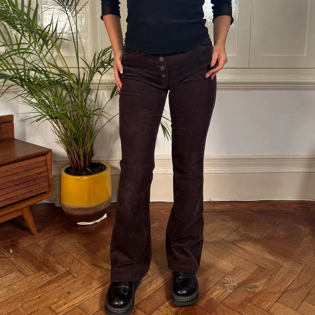 Benetton Cord Trousers - 27W UK 6 Brown Cotton