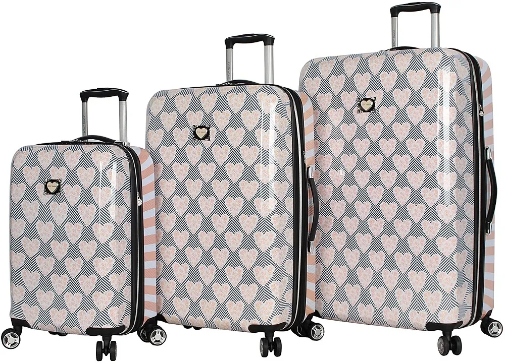 Betsey Johnson Chevron Hearts 3-Piece Luggage Set 