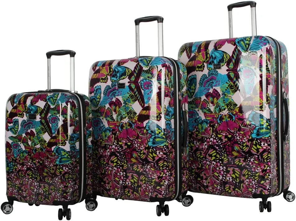 Betsey Johnson Magenta Butterfly 3-Piece Luggage Set 