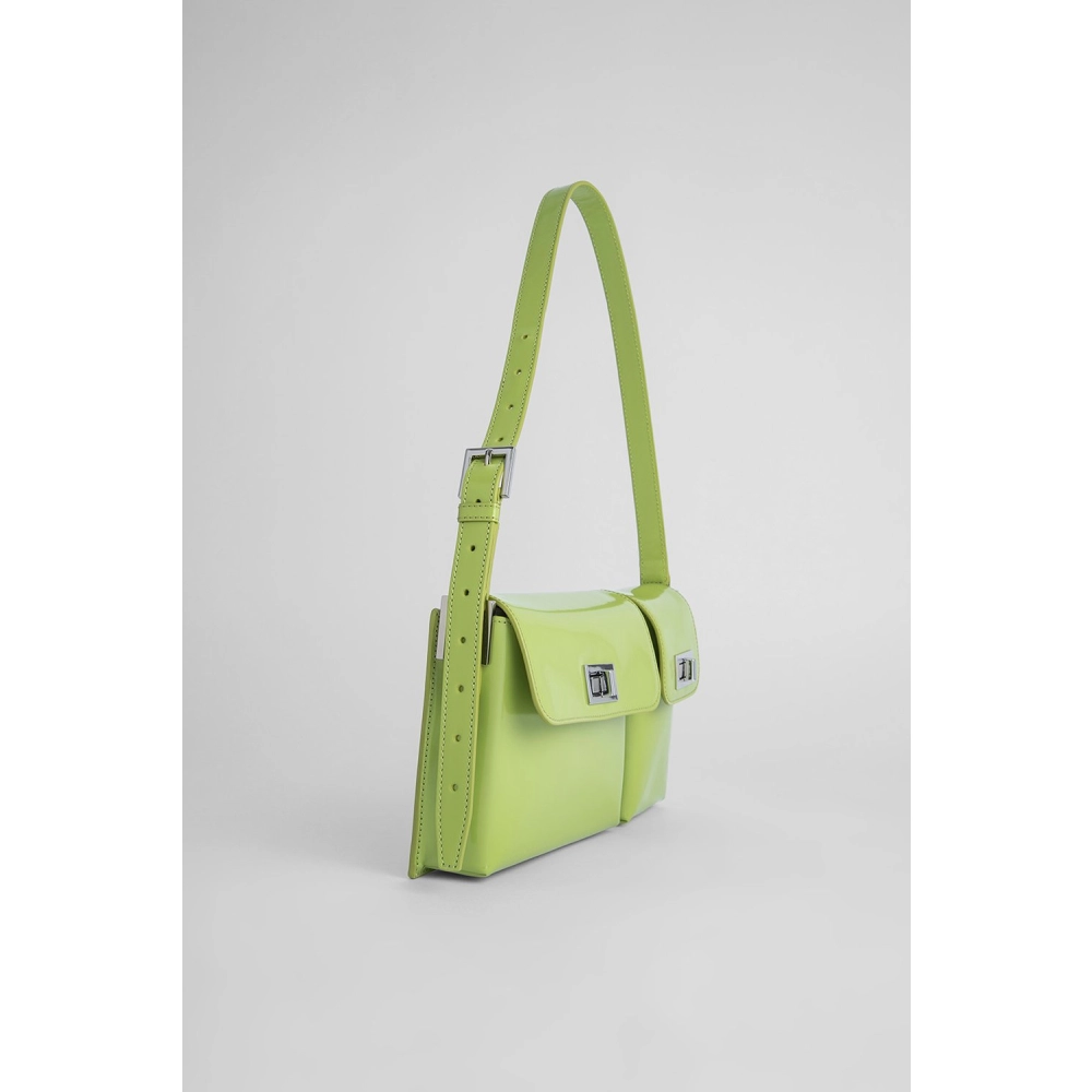 --Billy lime green semi patent leather bag-