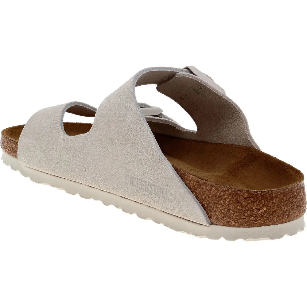 Birkenstock Arizona Soft Footbed White Suede Sandals - Womens