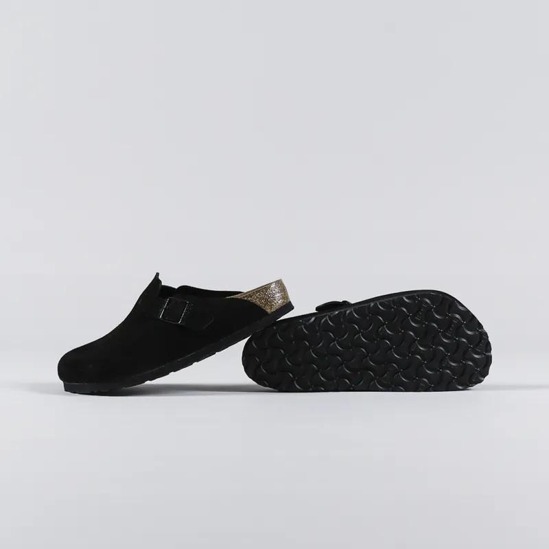 Birkenstock Boston Soft Footbed Regular Fit Sandals Suede Black