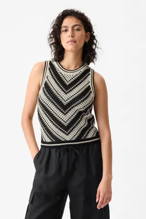 Black & Cream Crochet Vest