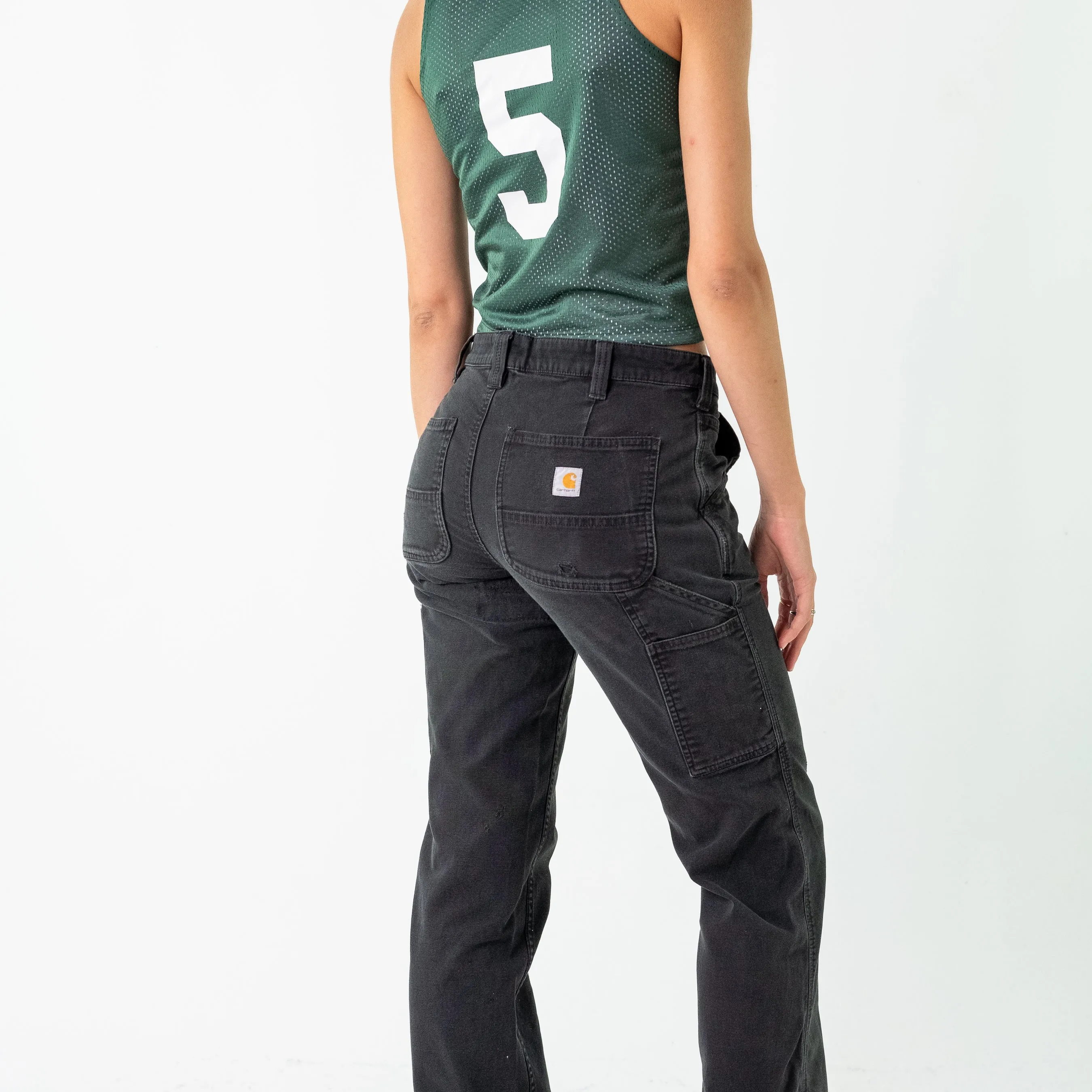 Black 90s Carhartt Canvas Carpenter Jeans Baggy Pants (32x32)