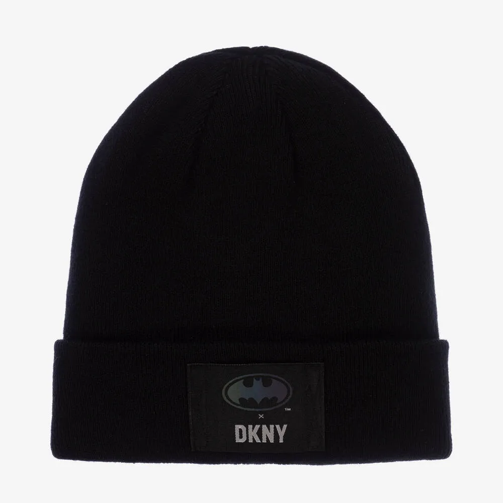 Black Cotton Knit Batman Beanie Hat