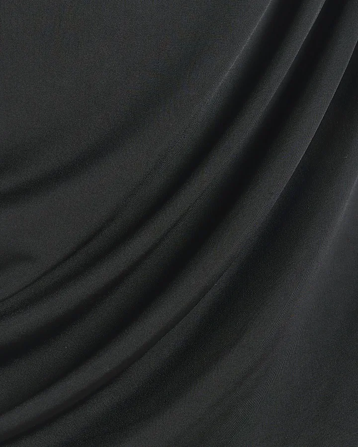 Black Drape Ruched Tank Top